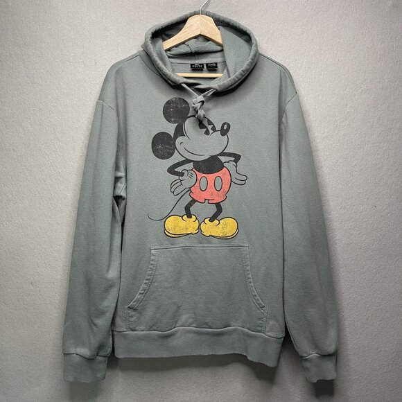 Disney Mickey Mouse Graphic Hoodie Sweatshirt Green L - Picture 1 of 7